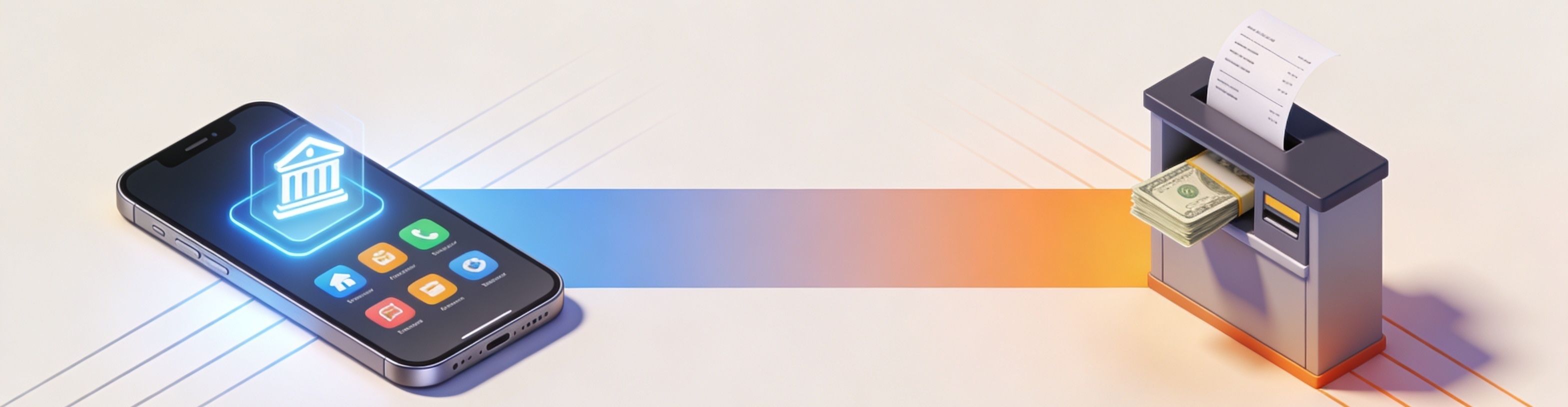 Abstract banner comparing the cost of digital money transfers (lower fees, app‑based) versus cash‑based transfers